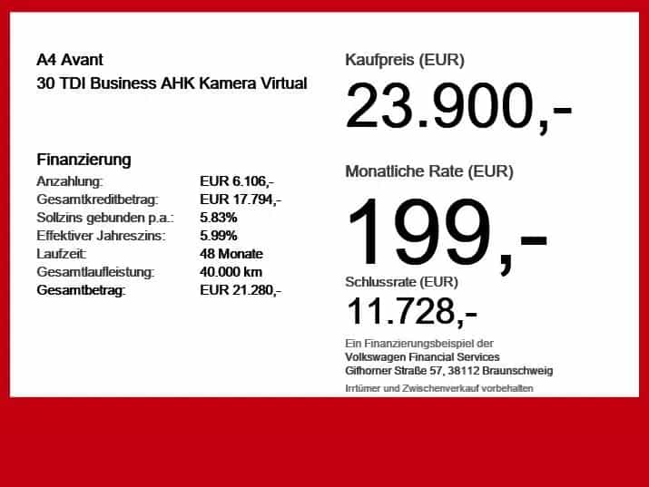 Audi A4 Avant 30 TDI Business AHK Kamera Virtual 05/2023-photo-4