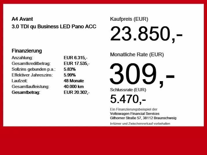 Audi A4 Avant 3.0 TDI qu Business LED Pano ACC 08/2018-photo-5