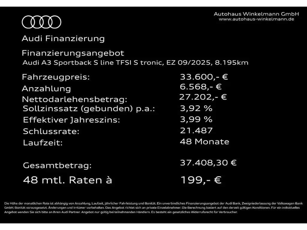 Audi A3 Sportback S line TFSI ACC AHK LED KAMERA NAVI 09/2025-photo-1
