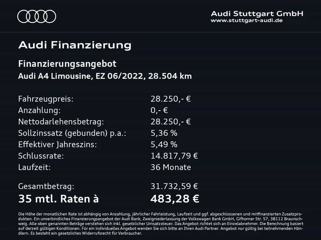 Audi A4 Limousine 35 TFSI Matrix Leder connect PDC+ 06/2022-photo-1