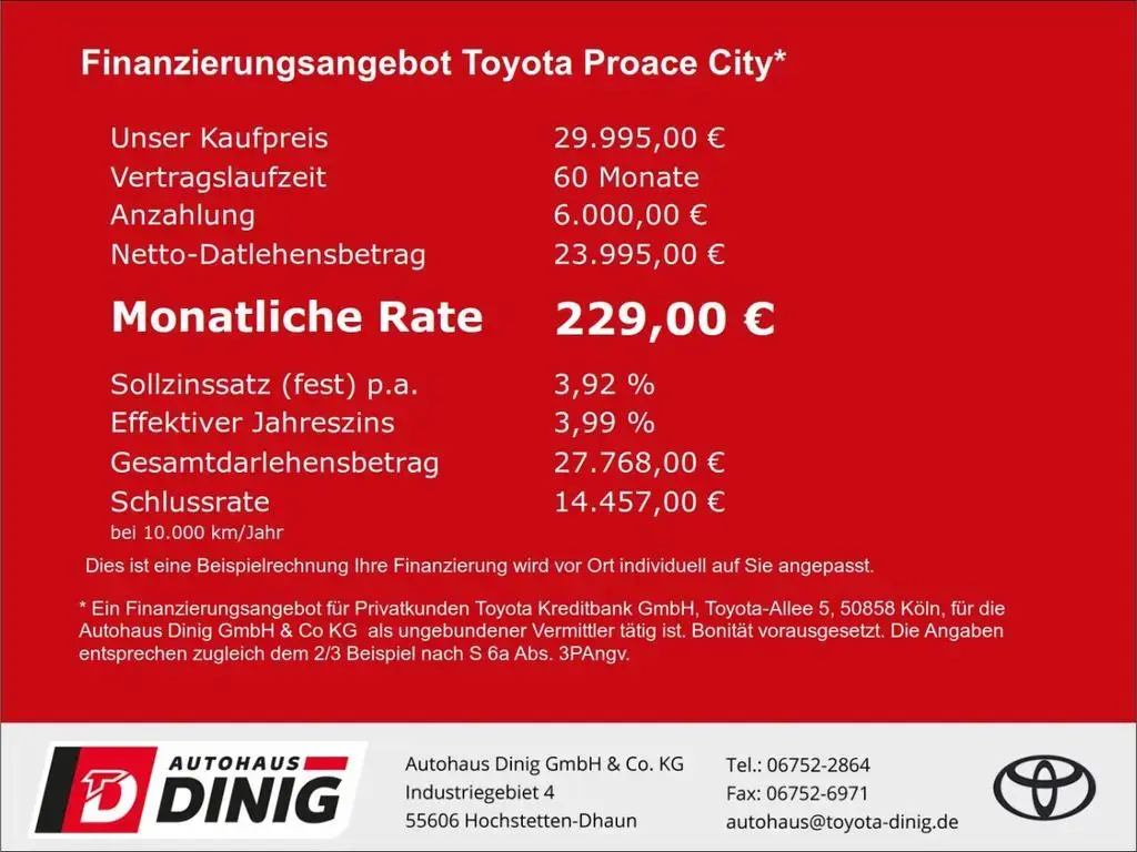 Main__Slider__Photo:Toyota Proace City Electric 229€ mtl. L1 Duty Comfort N 03/2024-1