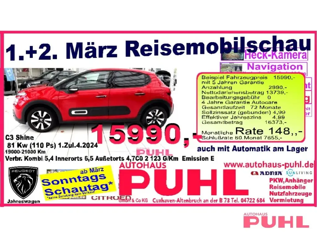 Main__Slider__Photo:Citroën C3 NEW You Turbo 100 Allwetterreifen,Tel.-Vorbe 12/2024-1