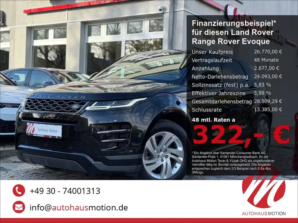 Main__Slider__Photo:Land Rover Range Rover Rover Evoque R-Dynamic S 2.0 D150 Navi Kam 08/2019-0