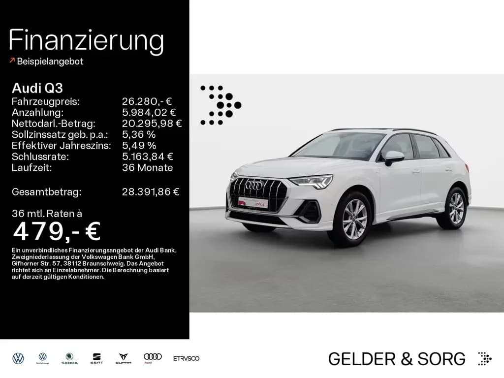 Main__Slider__Photo:Audi Q3 40 TFSI S line qu. AHK*Matrix*360°*B&O*Pano* 01/2020-0