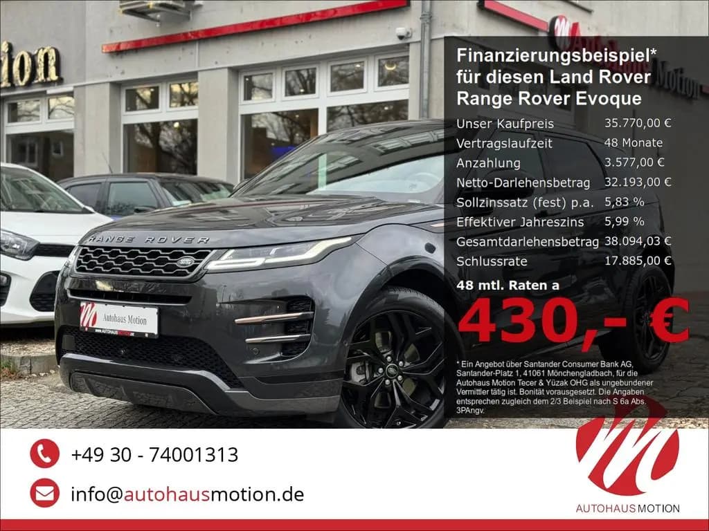 Main__Slider__Photo:Land Rover Range Rover Rover Evoque R-dynamic SE Navi 360 Kamera 10/2021-0