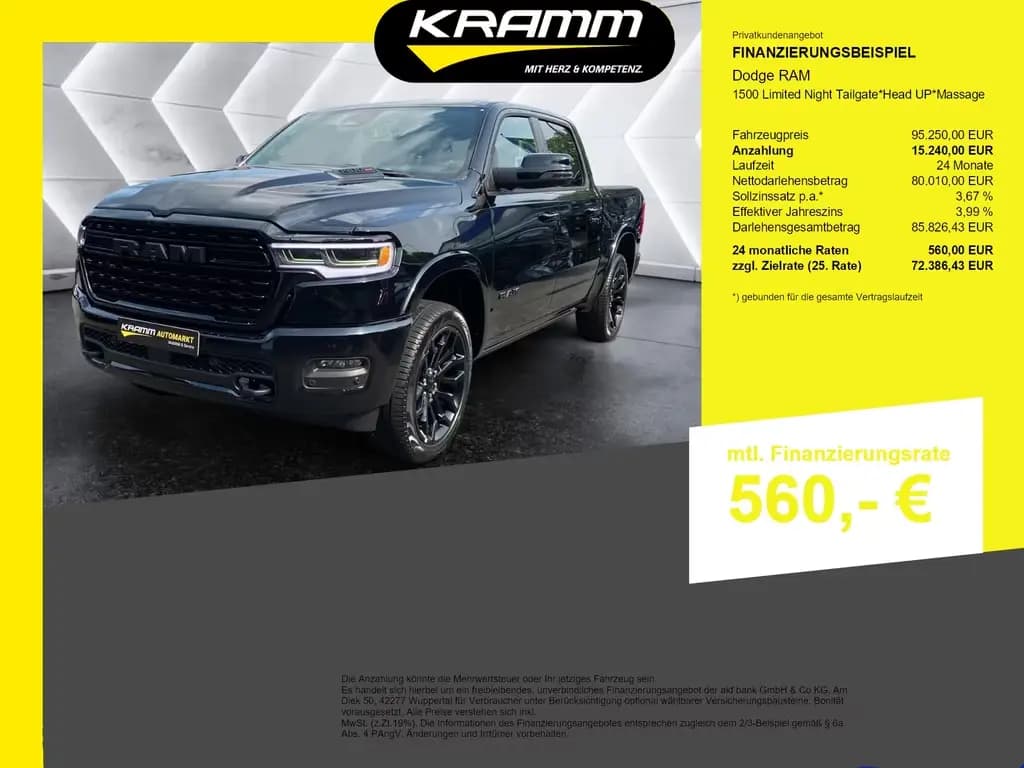 Main__Slider__Photo:Dodge RAM 1500 Limited Night Tailgate*Head UP*Massage 11/2024-0