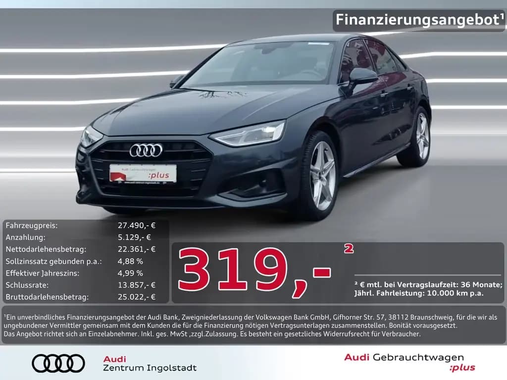 Main__Slider__Photo:Audi A4 Limousine 40 TDI Kamera Navi virtual Advanced 06/2022-0