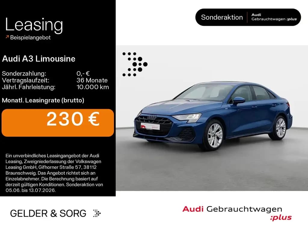 Main__Slider__Photo:Audi A3 Limousine 30 TFSI S line LED*RFK*ACC*Virtual 06/2025-0