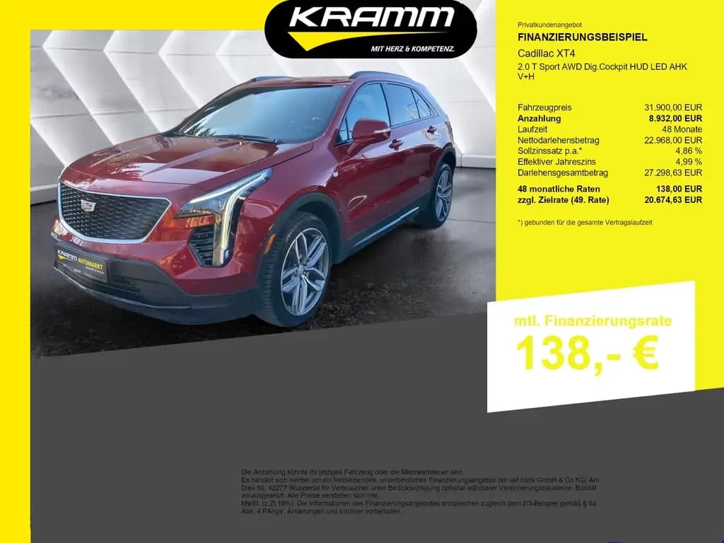 Main__Slider__Photo:Cadillac XT4 2.0 T Sport AWD Dig.Cockpit HUD LED AHK V+H 06/2022-0