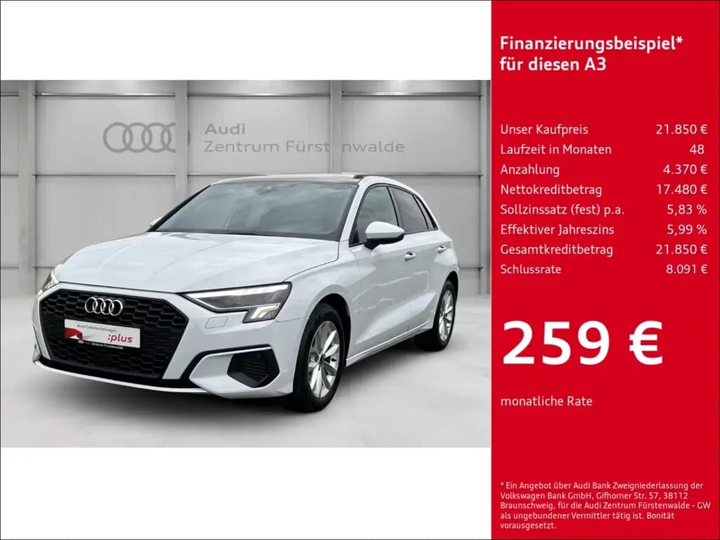 Main__Slider__Photo:Audi A3 Sportback 30 TDI S tronic El. Panodach Navi D 04/2022-0