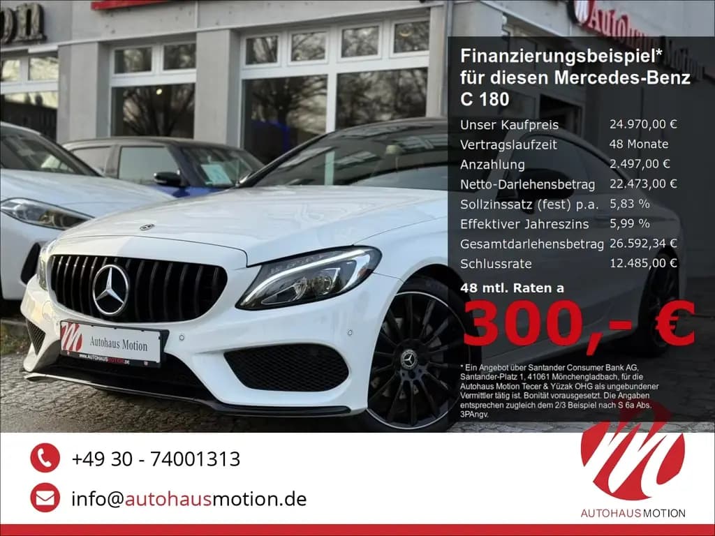 Main__Slider__Photo:Mercedes-Benz C-Class 180 Coupe AMG Night Edition Pano Navi Kamera L 04/2018-0