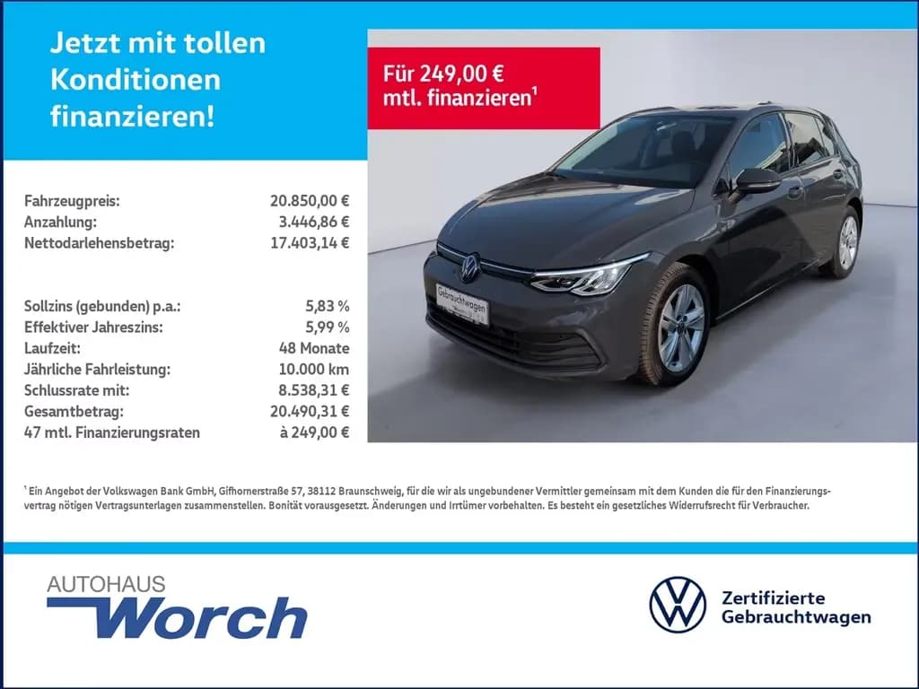 Main__Slider__Photo:Volkswagen Golf VIII 1.0 eTSI DSG Life LED+ACC+APP+NAVI 02/2023-0