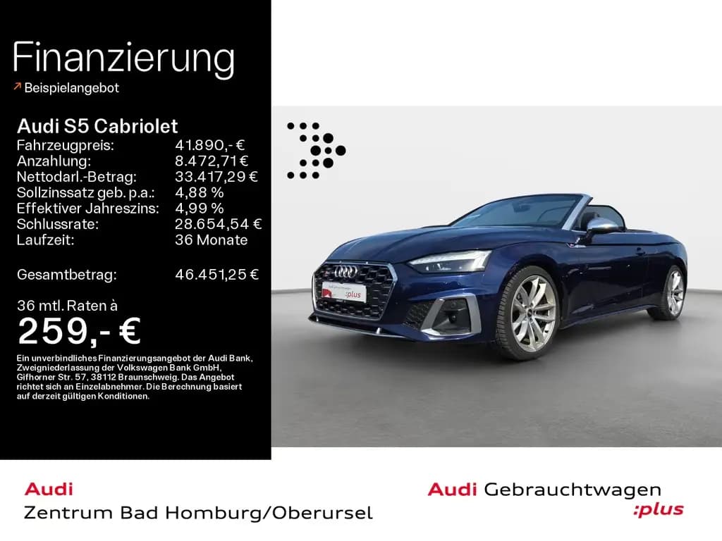 Main__Slider__Photo:Audi S5 Cabriolet Cabrio TFSI quattro*Navi*Matrix*Alu 03/2023-0