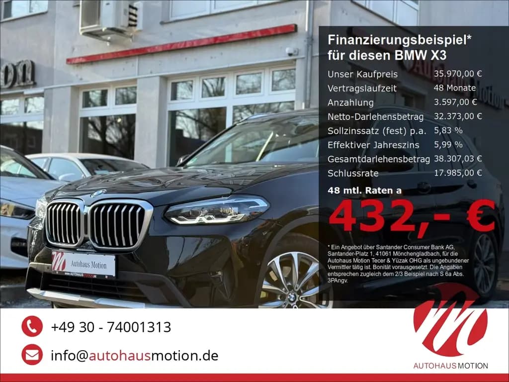 Main__Slider__Photo:BMW X3 xDrive 30 d PANO NAVI KAMERA LED  Keyless 10/2022-0