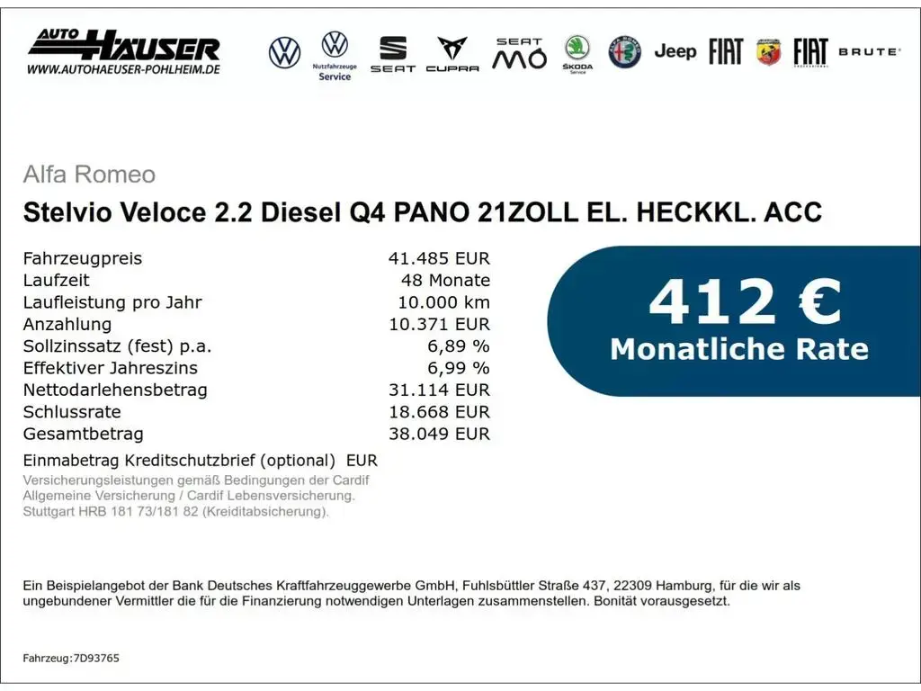 Main__Slider__Photo:Alfa Romeo Stelvio Veloce 2.2 Diesel Q4 PANO 21ZOLL EL. HEC 11/2024-1