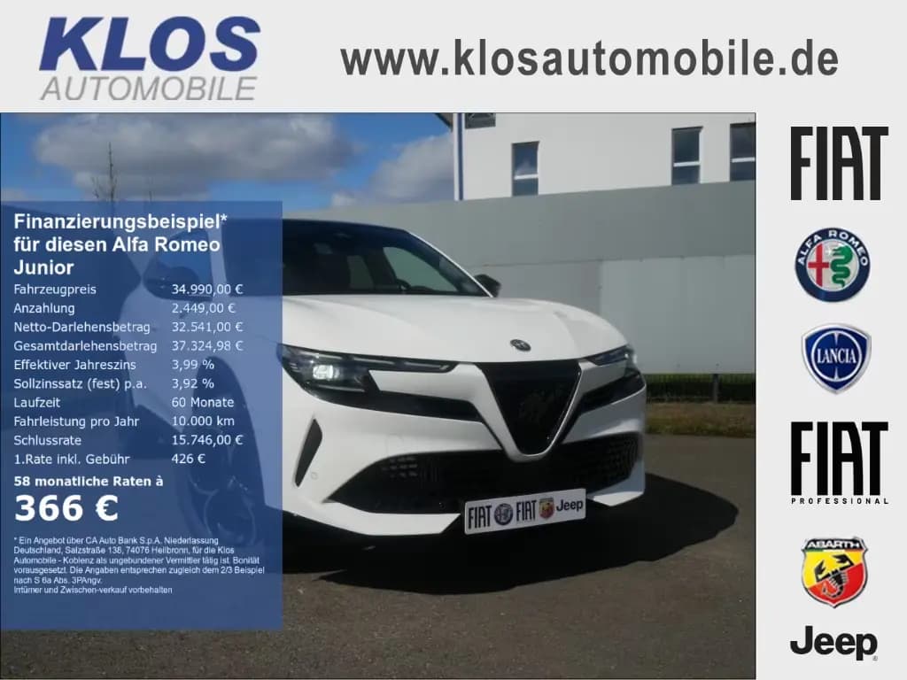 Main__Slider__Photo:Alfa Romeo Junior IBRIDA Q4 TI 1.2 VGT 145PS DCT6 SCHIEBEDA 05/2026-0