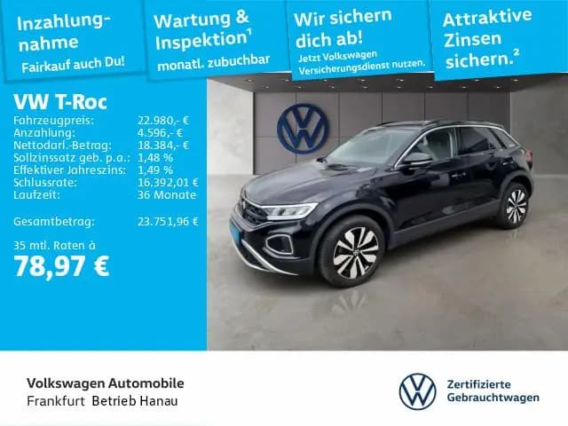 Main__Slider__Photo:Volkswagen T-Roc 1.0 TSI Goal Navi Spurwechselassistent Sit 07/2025-0