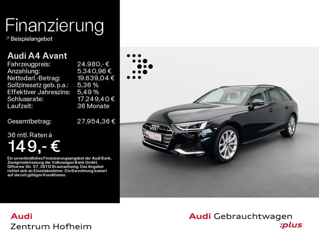 Main__Slider__Photo:Audi A4 Avant 40 TDI Advanced S tro*LED*Virtual*Navi+ 04/2023-0