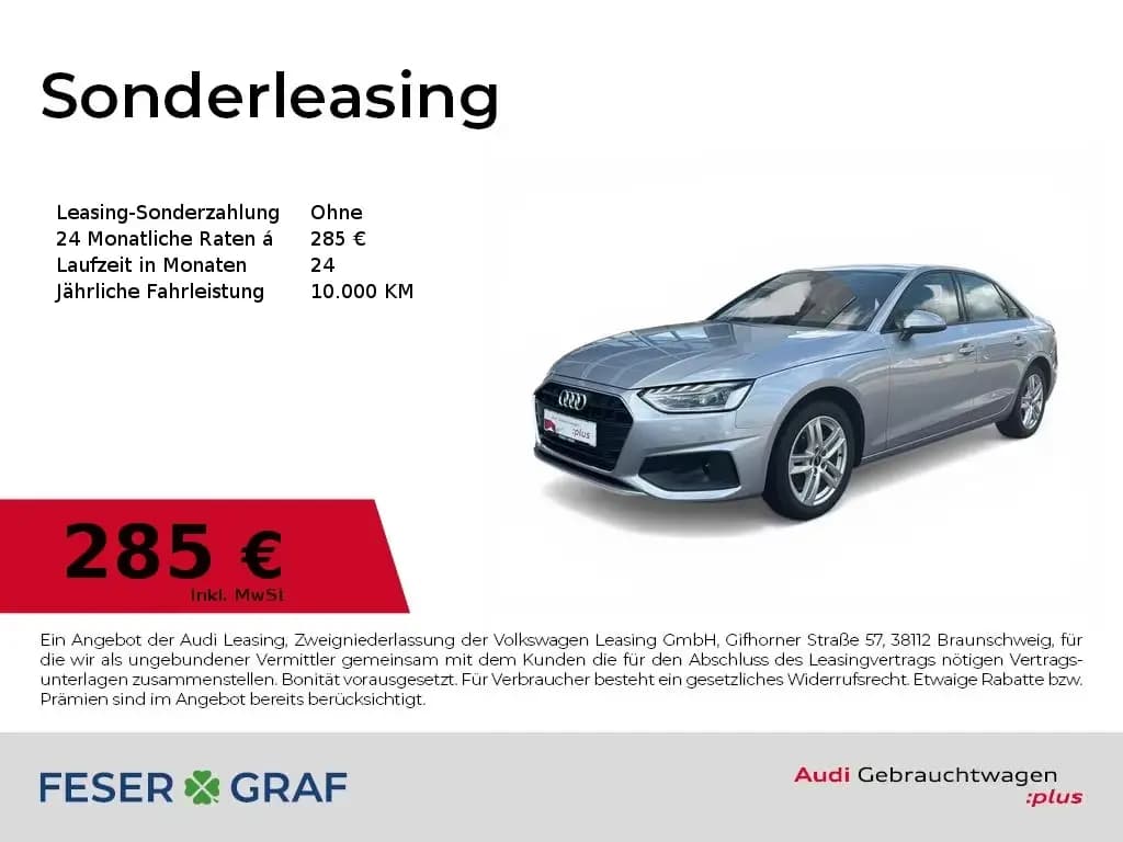 Main__Slider__Photo:Audi A4 Limousine 35TFSI LED+/Kamera/SHZ/Navi+/VC+/GR 07/2022-0