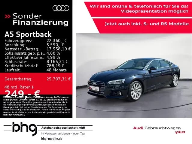 Main__Slider__Photo:Audi A5 Sportback 2.0 TFSI Xenon/Navi/Kamera/A 2.0 TF 04/2018-0