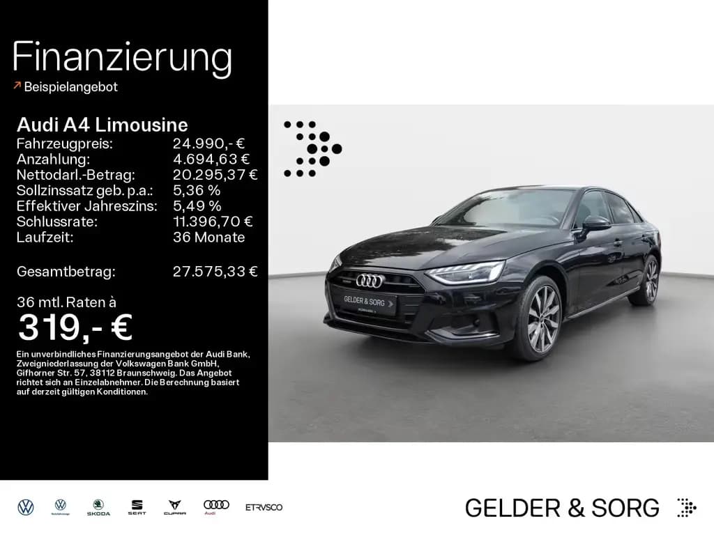 Main__Slider__Photo:Audi A4 Limousine 40 TDI qu. advanced RFK*LED*GRA 03/2022-0