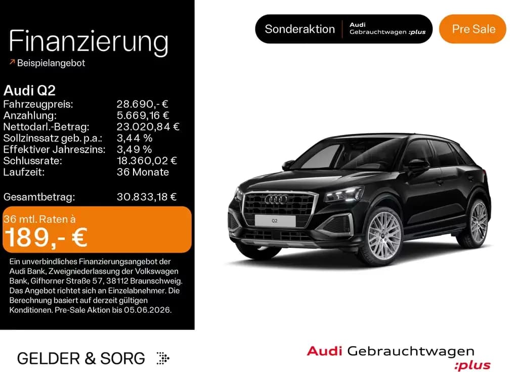 Main__Slider__Photo:Audi Q2 30 TFSI advanced Matrix*GRA*EPH*Sound*Virtual 10/2025-0