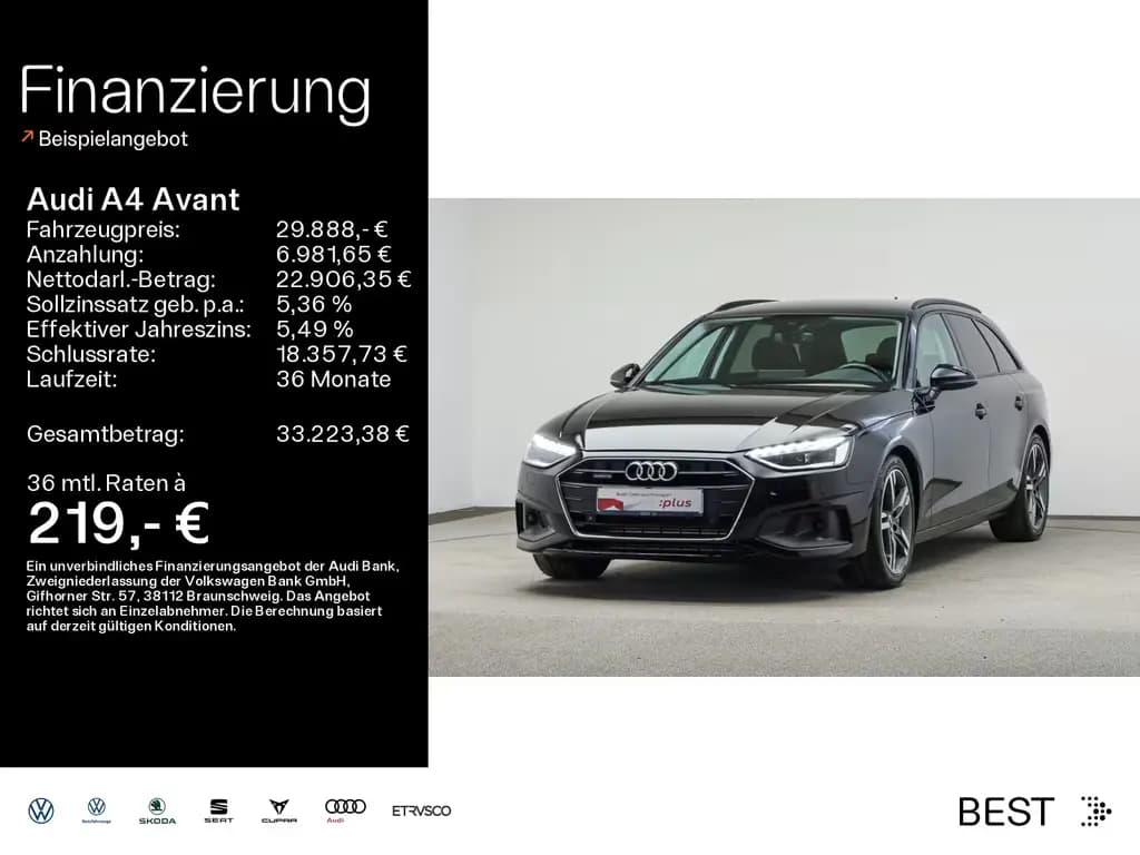 Main__Slider__Photo:Audi A4 Avant 45 TFSI qu. AHK, Tour, Matrix, Sound 02/2023-0