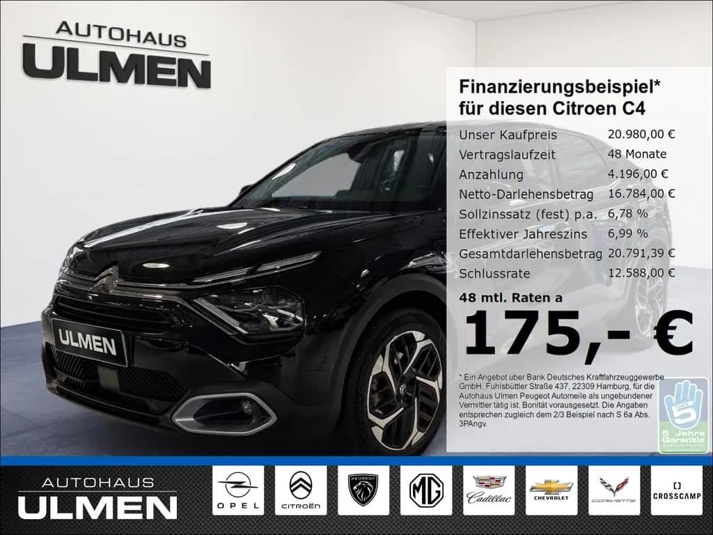 Main__Slider__Photo:Citroën C4 PureTech 130 Apple CarPlay Rückfahrkamera Alu 04/2024-0