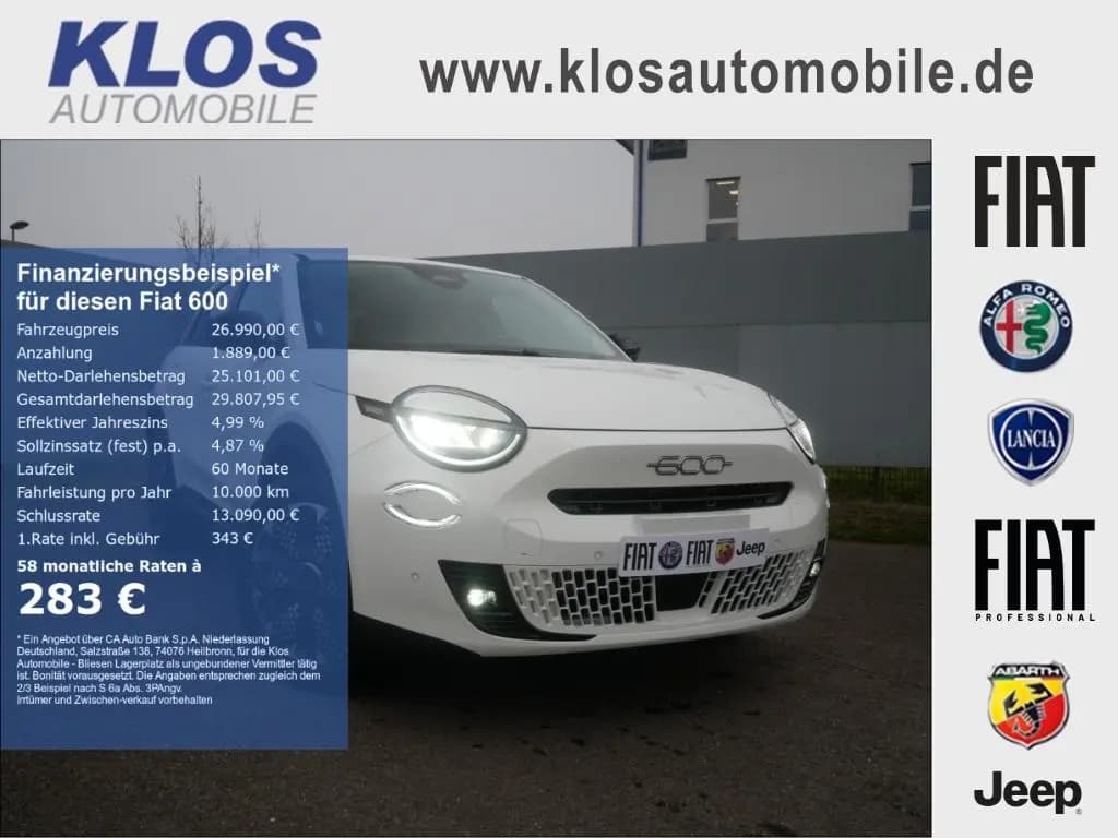 Main__Slider__Photo:Fiat 600 HYBRID LA PRIMA 1.2 110 PS DCT6 LED NAVI KAM 05/2026-0