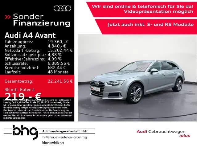 Main__Slider__Photo:Audi A4 Avant 1.4 TFSI sport Matrix/AHK/Navi/Kamera/A 07/2018-0