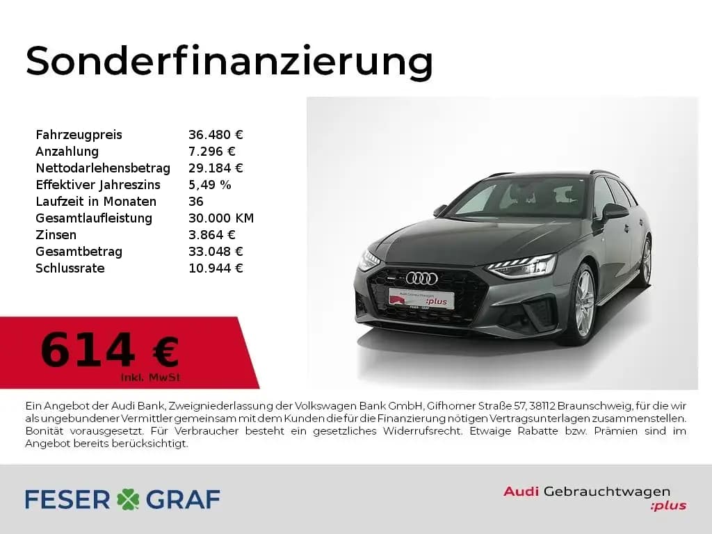 Main__Slider__Photo:Audi A4 45 TFSI quattro Avant S line V-Cockpit/Navi 02/2024-0