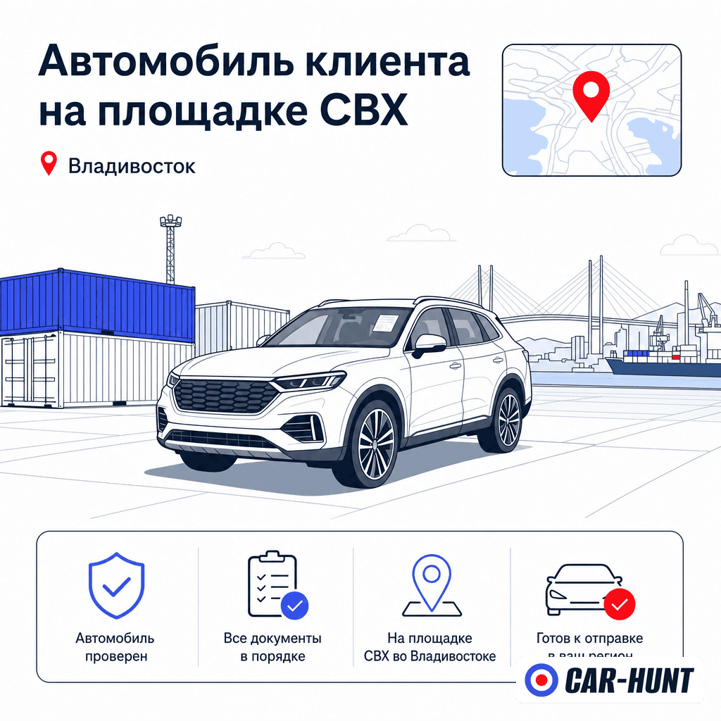 Автомобиль из Кореи на площадке во Владивостоке перед оформлением СБКТС