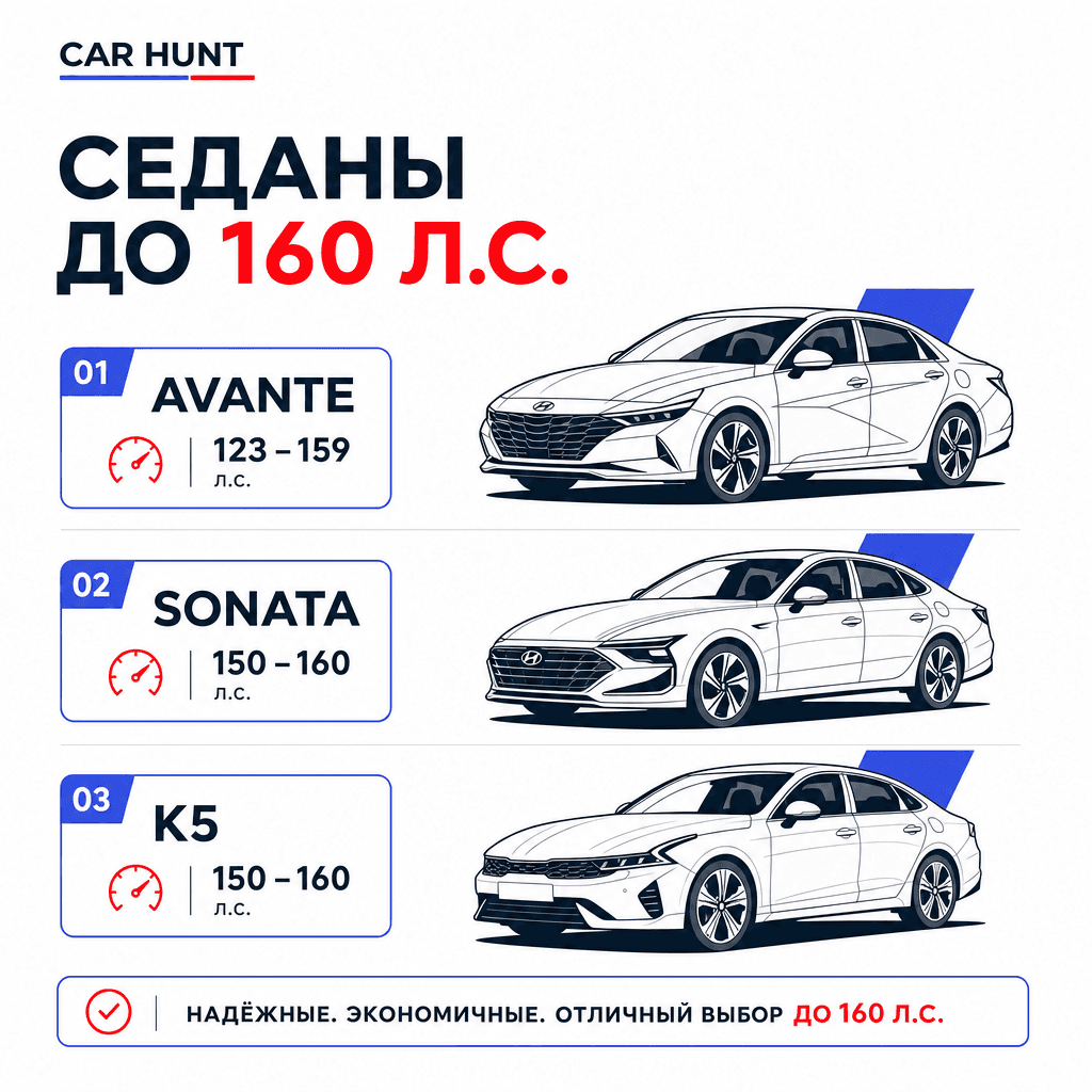 Седаны из Кореи до 160 л.с. под льготный утильсбор