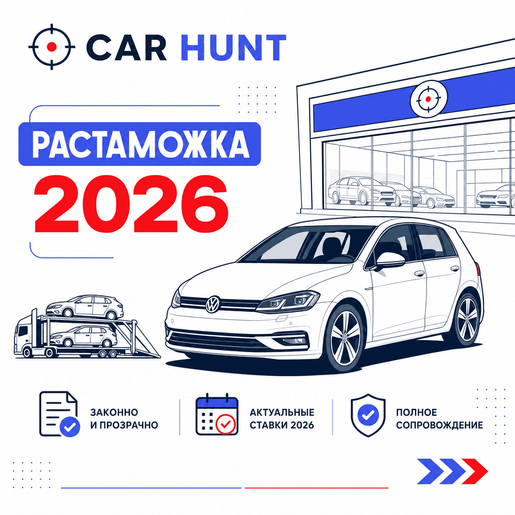 Растаможка авто из Германии и Европы в 2026: что можно ввезти при санкциях ЕС, ставки пошлин, утильсбор, сбор, пример расчёта на VW Golf. Посчитайте на калькуляторе Car Hunt.-0