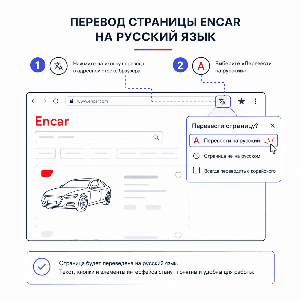Как открыть Encar на русском: перевод страницы encar.com в браузере