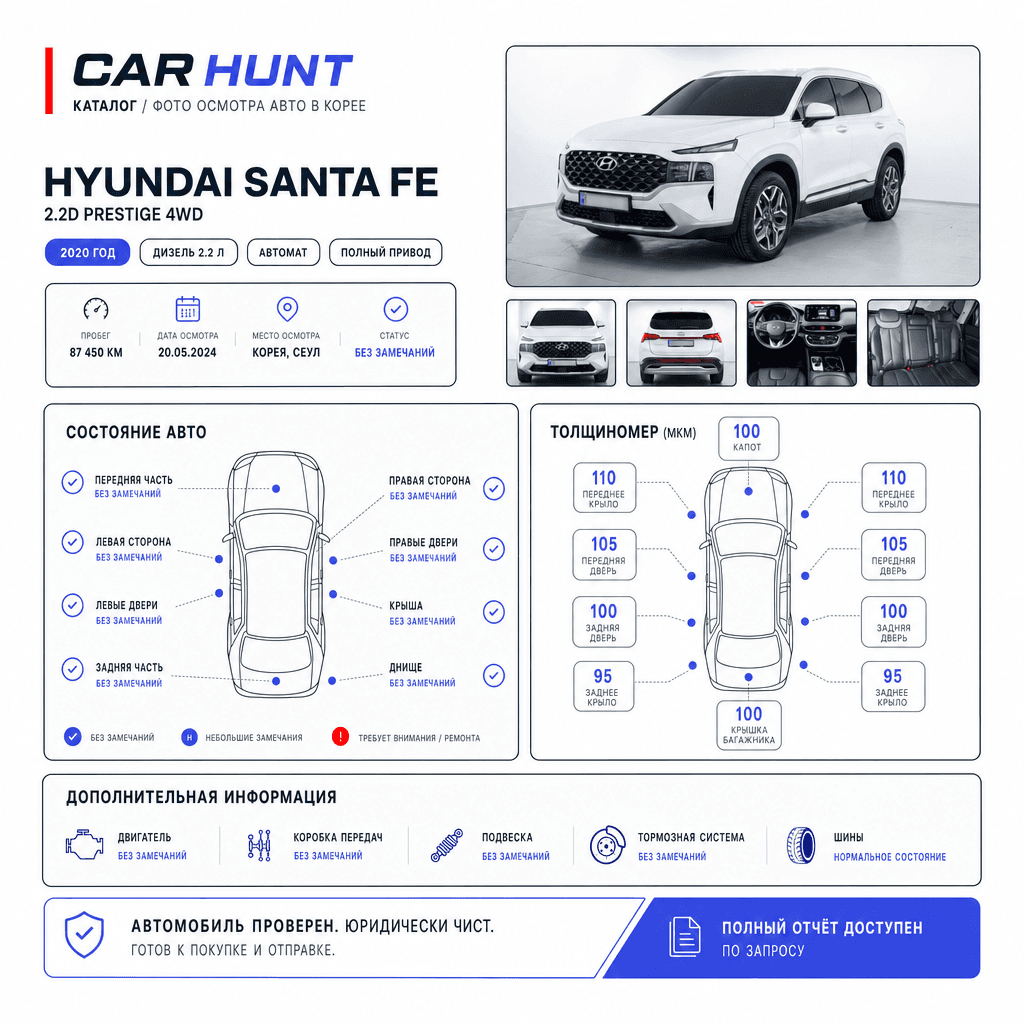 Каталог Car Hunt на русском и осмотр авто из Кореи перед покупкой