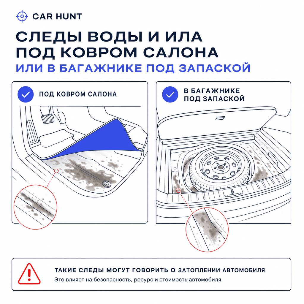 Признаки утопленника: ржавчина и ил под ковром салона корейского авто
