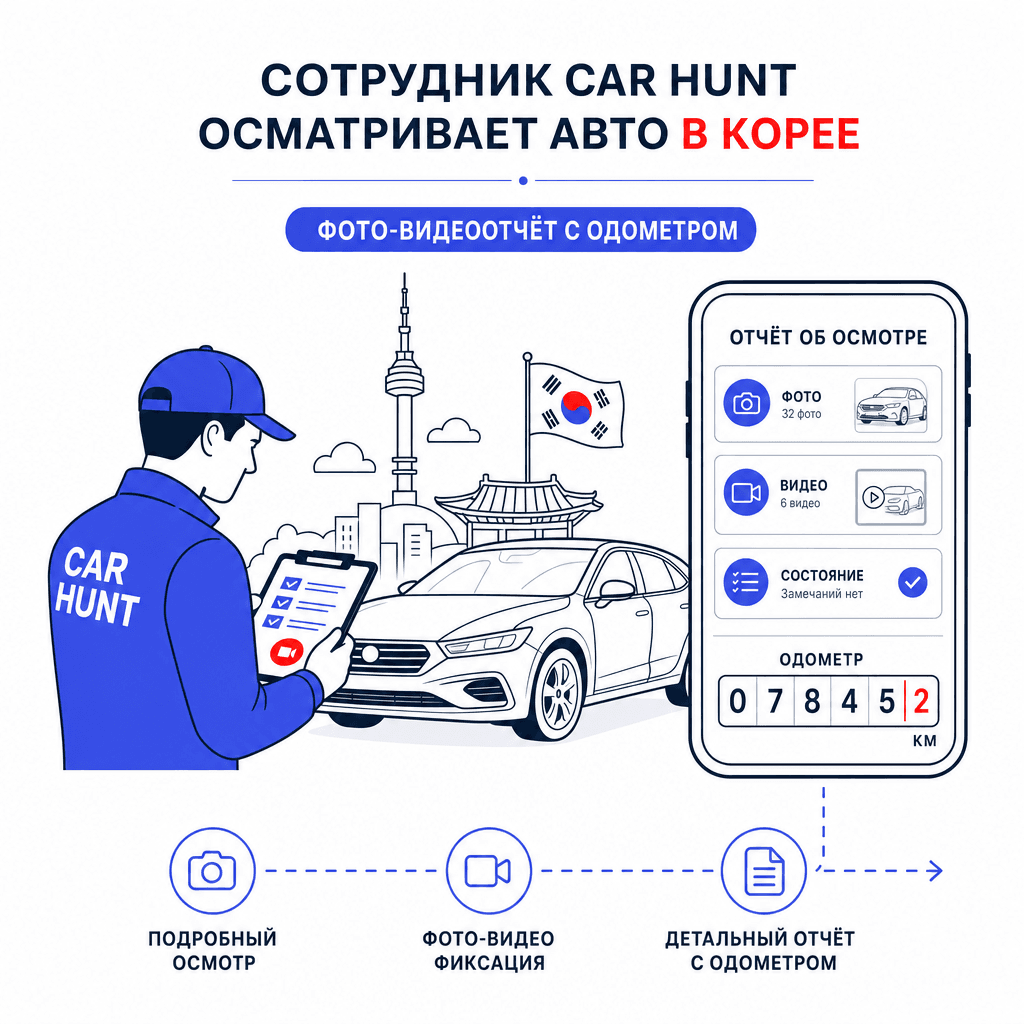 Эксперт Car Hunt сверяет реальный пробег авто из Кореи перед покупкой