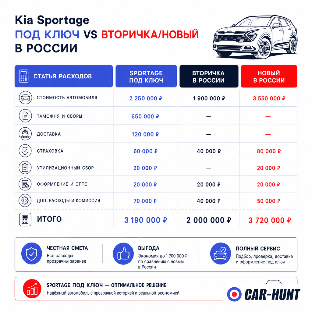 Kia Sportage из Кореи или в России — сравнение цен