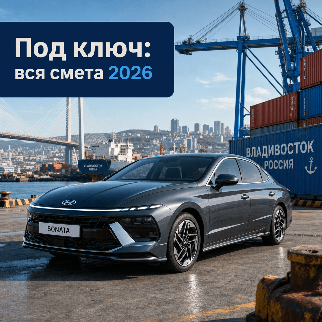 Полная смета авто из Кореи под ключ в 2026: цена лота, пошлина, утильсбор, фрахт, брокер, доставка по РФ. Считаем на примере Sonata — без скрытых платежей. Калькулятор внутри.-0