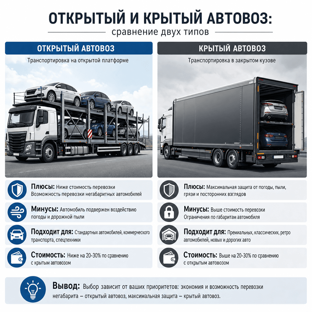 Открытый и крытый автовоз из Владивостока