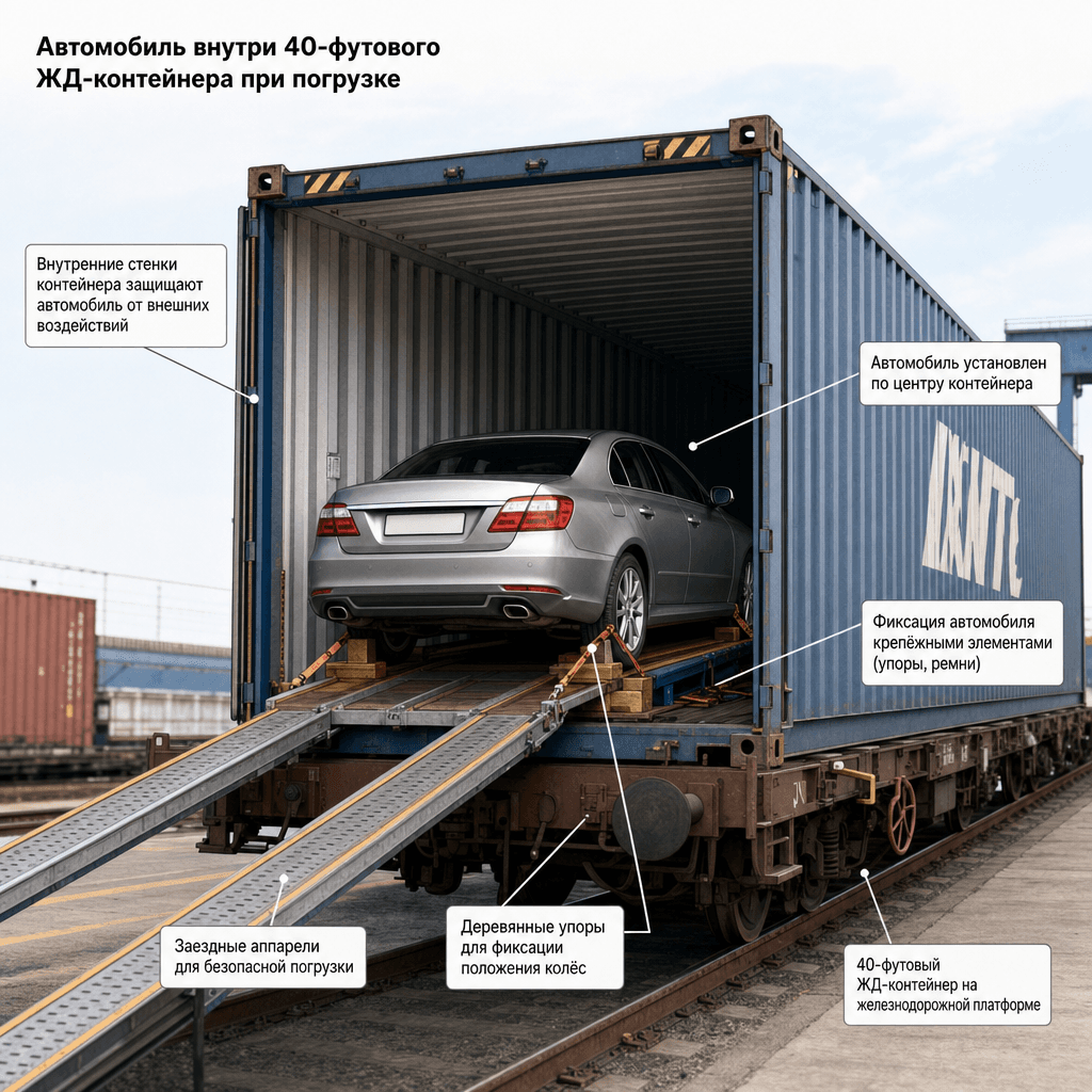 ЖД-доставка авто из Владивостока в контейнере