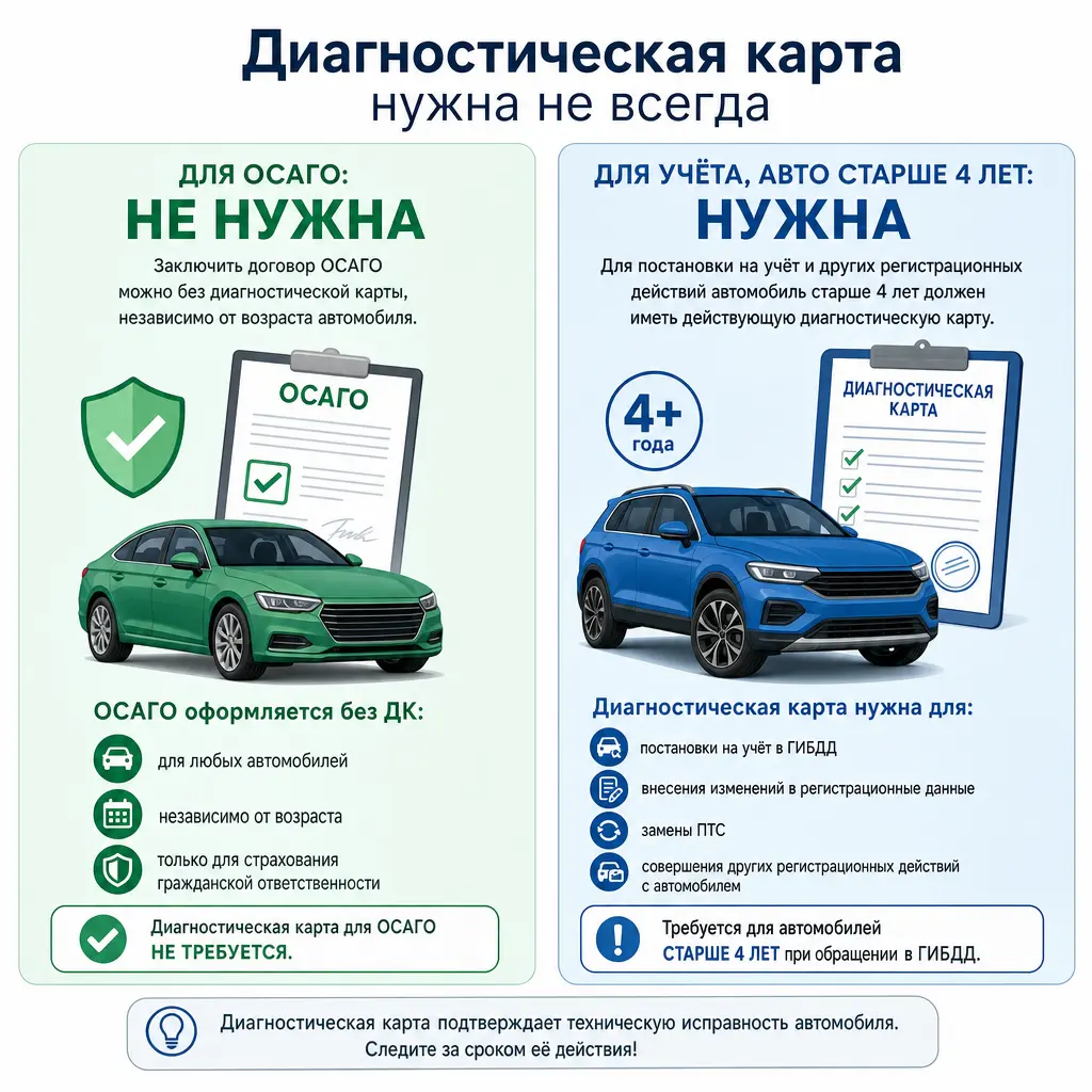 Нужна ли диагностическая карта для постановки на учёт