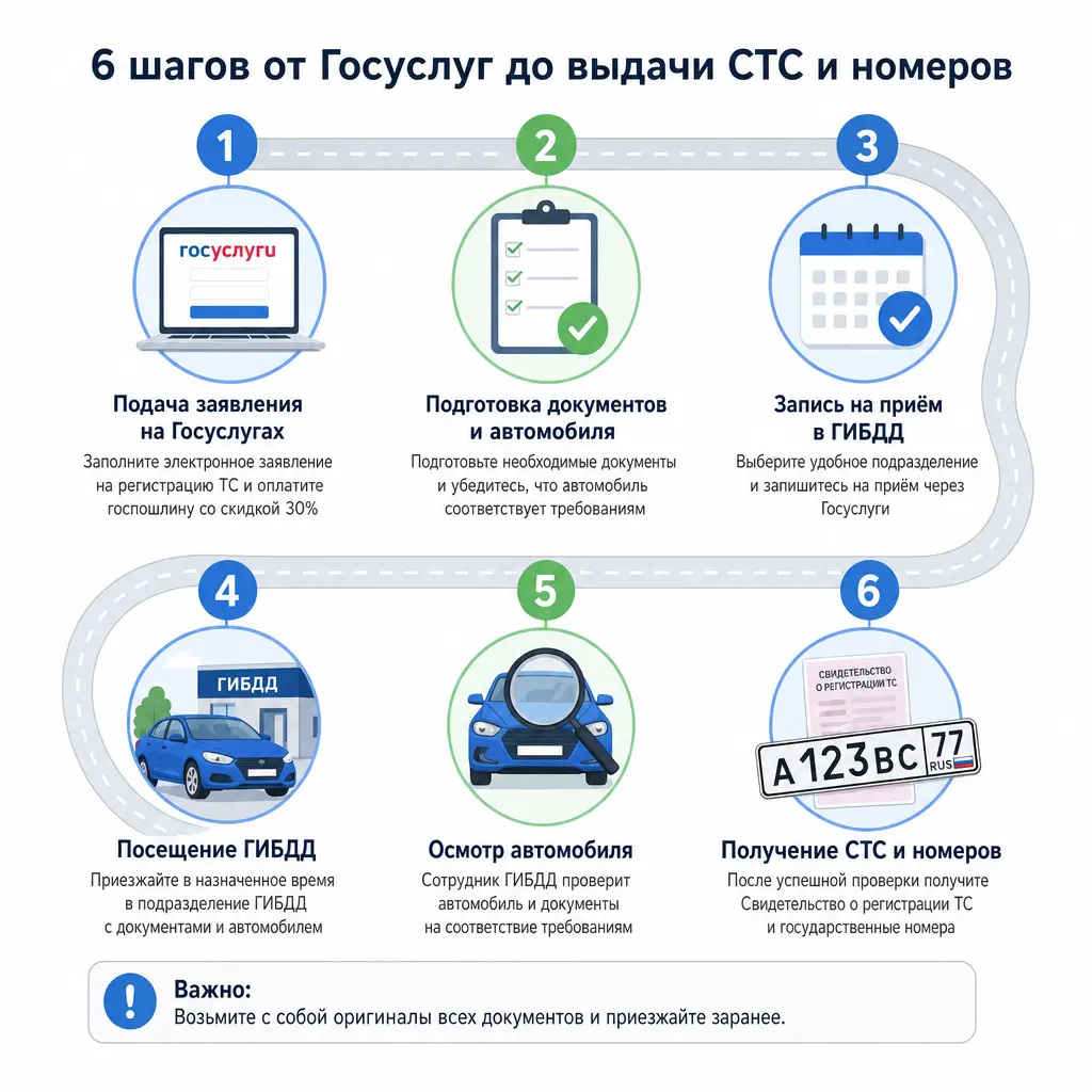 Пошаговый порядок постановки авто на учёт через Госуслуги