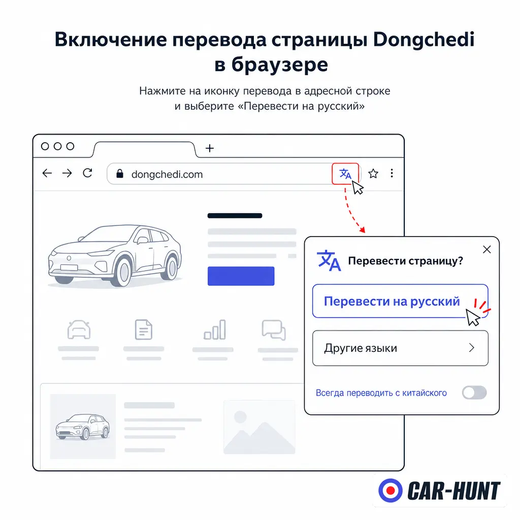 Как открыть Dongchedi на русском: перевод страницы в браузере