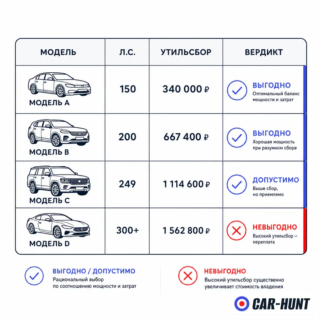 Таблица корейских моделей с вердиктом по утильсбору 2026