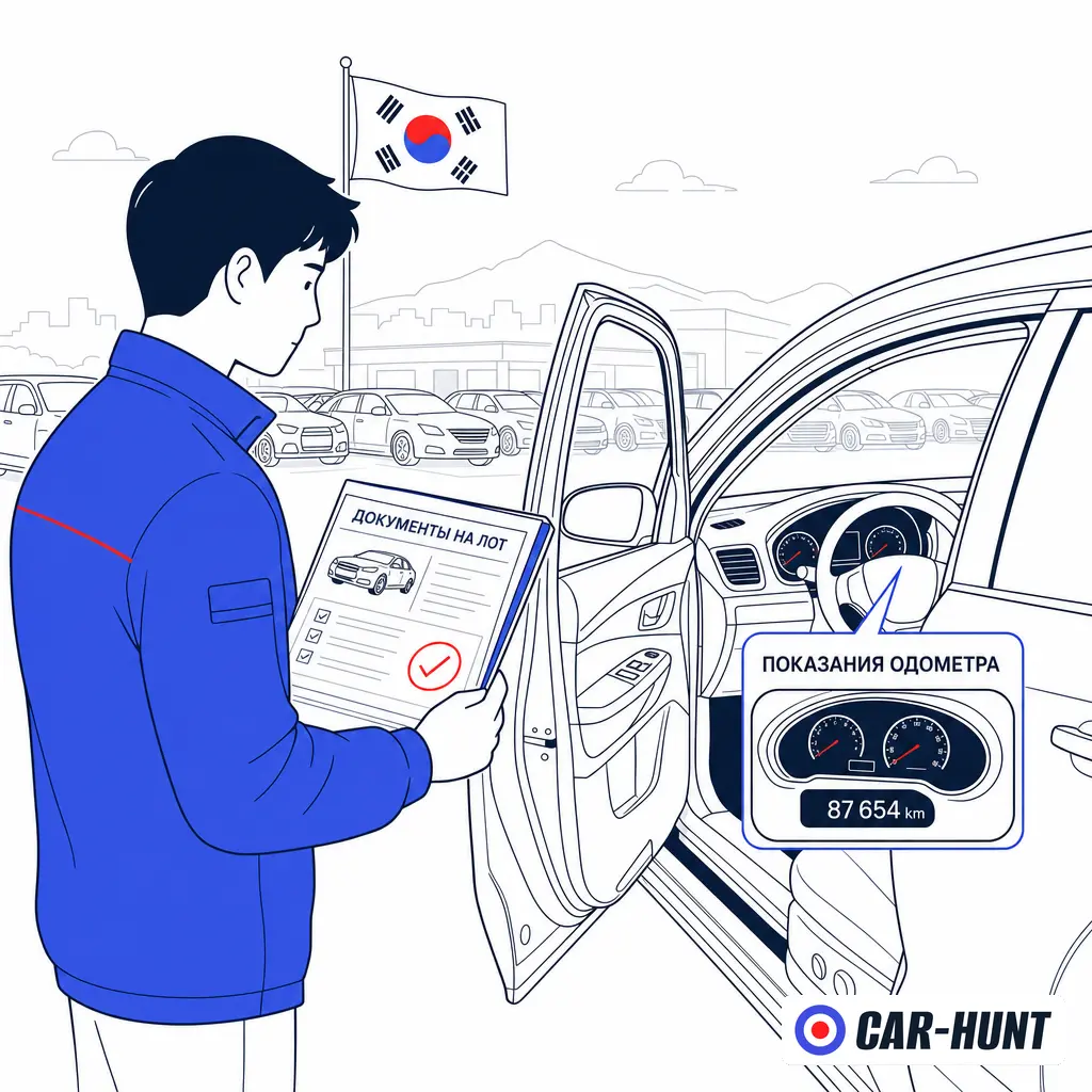 Осмотр корейского автомобиля сотрудником Car Hunt до предоплаты
