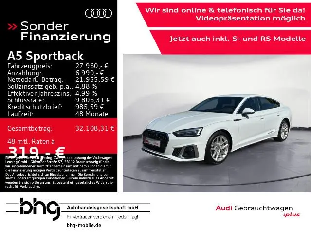 Main__Slider__Photo:Audi A5 Sportback 45 TFSI quattro S-line LED/Kamera/A 08/2020-1